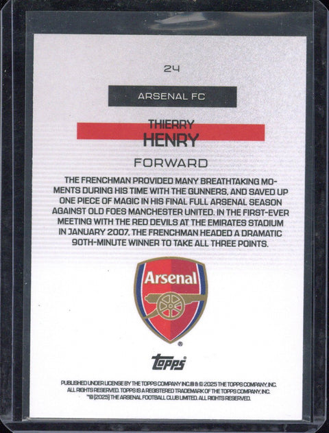 2025 Topps Team Set Arsenal FC Thierry Henry Bona Fide /25 #24