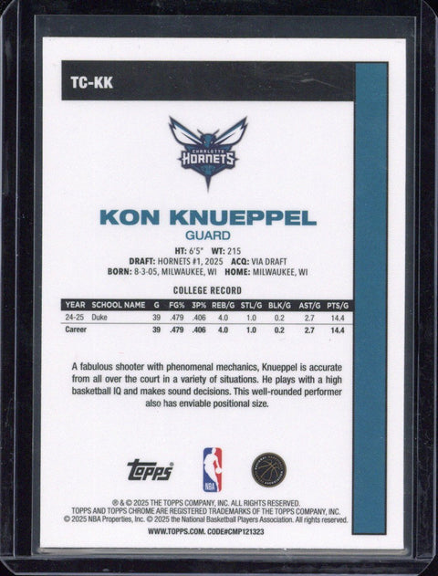 2025 Topps Chrome Kon Knueppel RC Mojo Refractor #TC-KK
