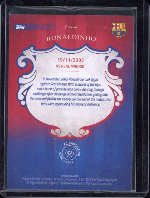 2025 Topps FC Barcelona 125th Anniversary Ronaldinho Forever Moments /25 FM-4