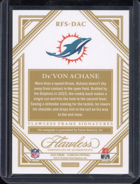 2023 Panini Flawless Football De'von Achane Autograph /5 #RFS-DAC
