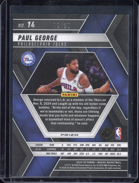 2024-25 Panini Mosaic Basketball Paul George Cherry Blossom /20 #14