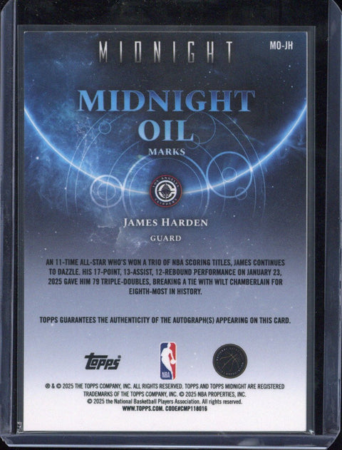 2025 Topps Midnight James Harden Autograph /25 #MO-JH