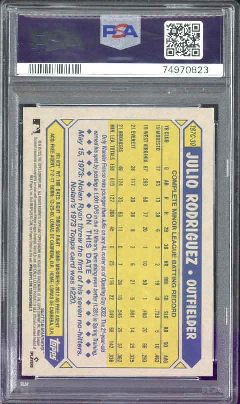 2022 Topps Chrome Silver Pack Julio Rodriguez RC #T87C30 PSA 8