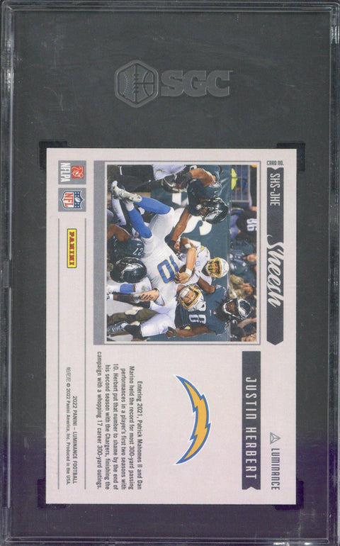 2022 Panini Luminance Football Justin Herbert Sheesh /10 #SHS-JHE SGC 9.5