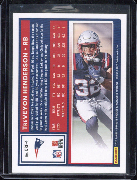 2025 Panini Donruss Rookies & Highlights Football Treveyon Henderson RC /5 #DRF-4
