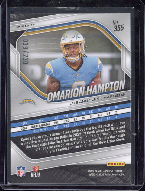 2025 Panini Prizm Football Omarion Hampton RC /230 #355