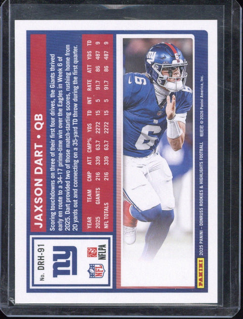 2025 Panini Donruss Rookies & Highlights Football Jaxson Dart RC #DRH-91