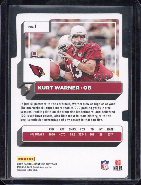 2022 Panini Donruss Football Kurt Warner /25 #1