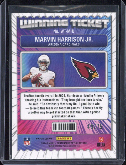 2024 Panini Contenders Optic Football Marvin Harrison Jr. RC /75 #WT-MJH