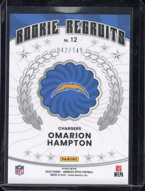 2025 Panini Donruss Optic Football Omarion Hampton RC /149 #12