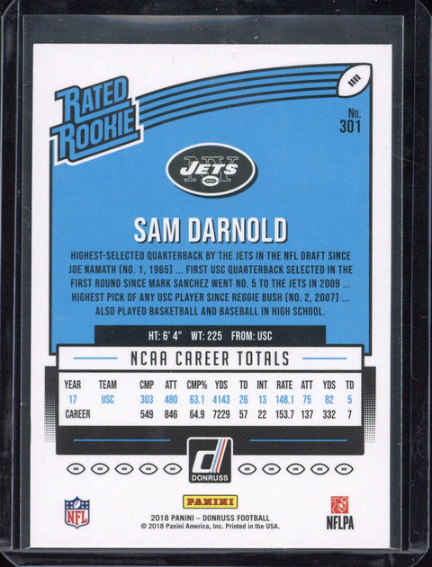 2018 Panini Donruss Football Sam Darnold Rated Rookie #301