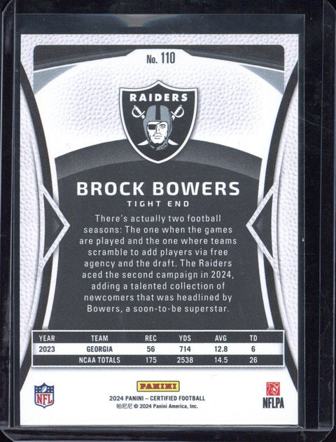2024 Panini Certified Football Brock Bowers RC /25 #110
