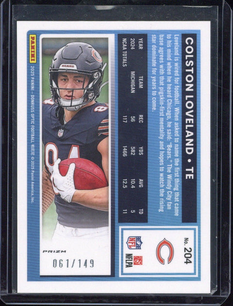 2025 Panini Donruss Optic Football Colston Loveland Rated Rookie /149 #204