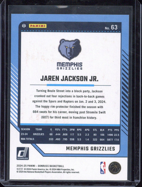 2024/25 Panini Donruss Basketball Jaren Jackson JR. /99 #63