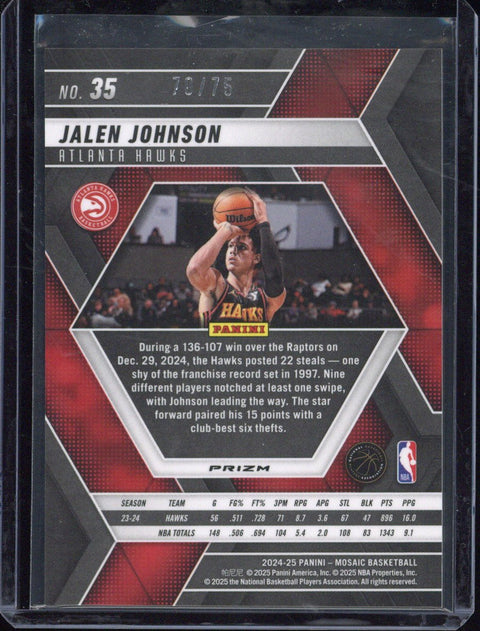 2024/25 Panini Prizm Mosaic Basketball Jalen Johnson /75 #35