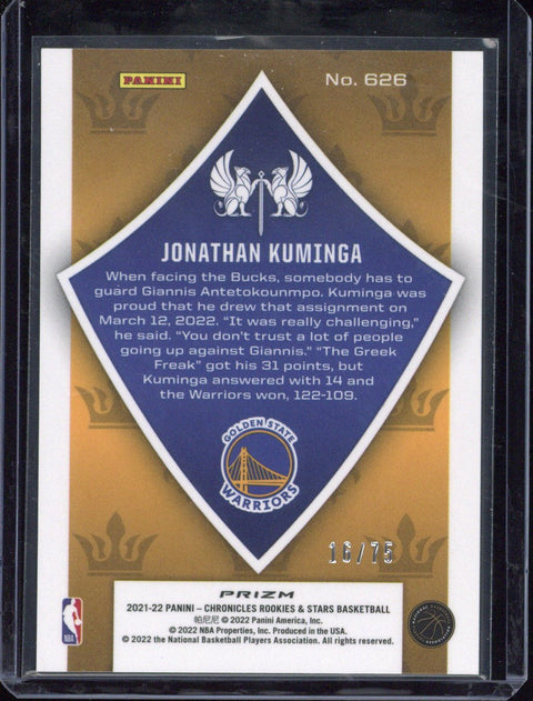 2021/22 Panini Prizm Chronicles Rookies & Stars Basketball Jonathan Kuminga RC /75 #626