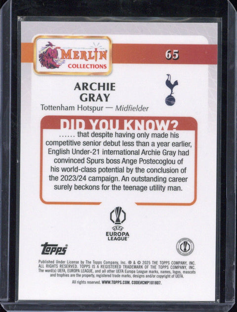 2025 Topps Merlin Archie Gray #65 /50