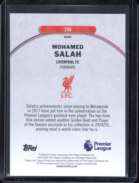 2026 Topps Finest Premier League Mohamed Salah /10 #258