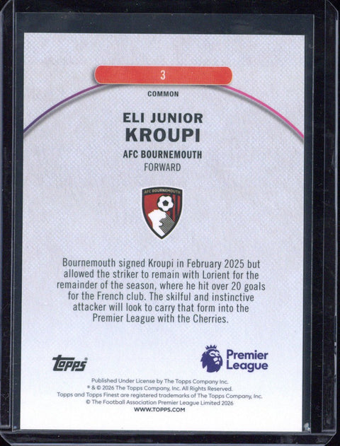 2025-26 Topps Finest Premier League Eli Junior Kroupi /20 #3