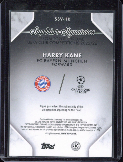2025-26 Topps Chrome UCC Harry Kane On Card Superior Signatures /25 #SSV-HK