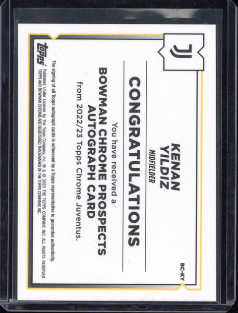 2022-23 Topps Chrome Kenan Yildiz 1st Bowman Autograph #BC-KY