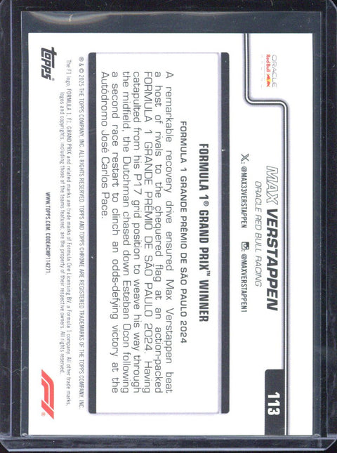 2025 Topps Chrome F1 Max Verstappen Grand Prix Winner Gold /50 #113