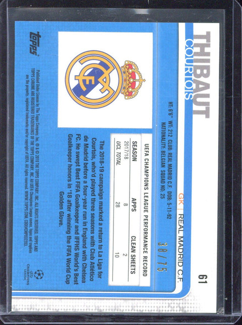 2018-19 Topps Chrome UCL Thibaut Courtois /75 #61