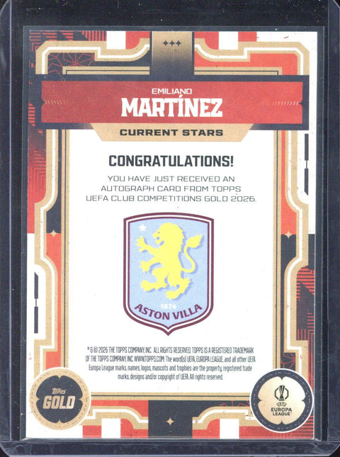 2025-26 Topps Gold UCC Emiliano Martinez Autograph /25