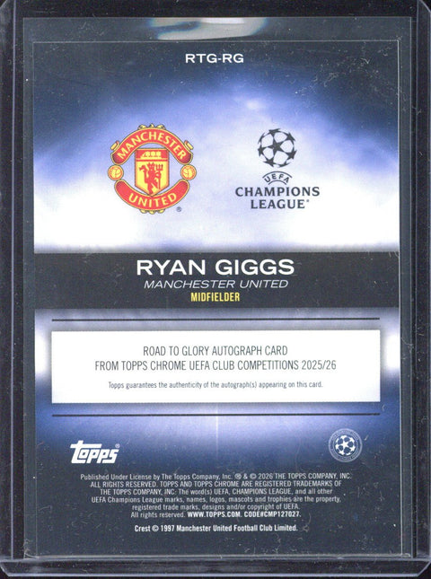 2025-26 Topps Chrome UCC Ryan Giggs Road to Glory Autograph /50 #RTG-RG