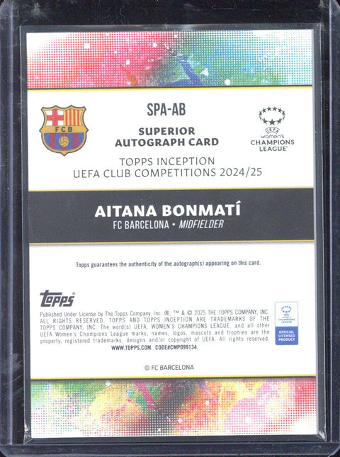 2024-25 Topps Inception UCC Aitana Bonmati Autograph /25 #SPA-AB