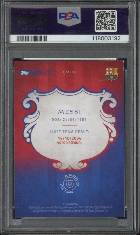 2024-25 Topps FC Barcelona 125 Anniversary Lionel Messi La Masia Foundation Gold 1/1 #LM10 PSA 6