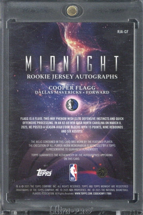 2025 Topps Midnight Cooper Flagg RC Jersey Autograph Twilight /199 #RJA-CF