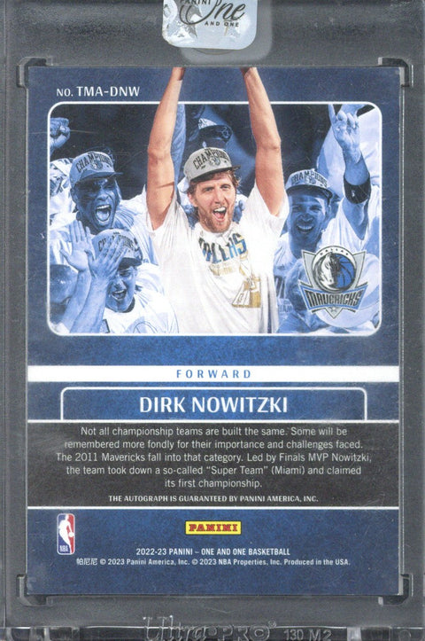 2022-23 Panini One And One Basketball Dirk Nowitzki Timeless Moments Autograph /15 #TMA-DNW
