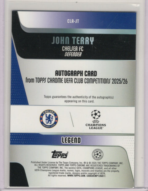 2025/26 Topps Chrome UCC John Terry Black Lava Autograph /10 #CLB-JT