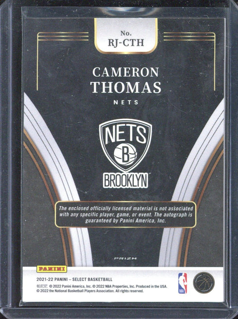 2021-22 Panini Select Cameron Thomas RC Auto Patch #RJ-CTH