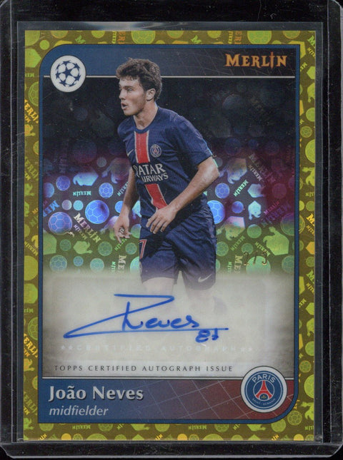 2024-25 Topps Merlin UCC Joao Neves Gold Vintage Autograph /3 #AU-JN