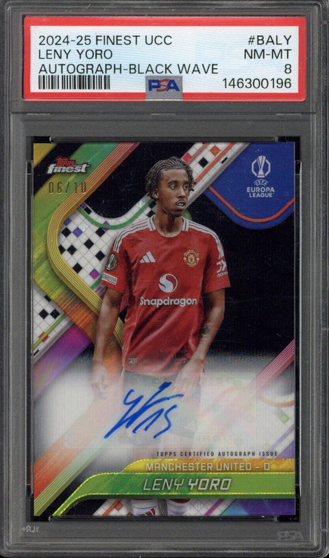 2024-25 Topps Finest UCC Leny Yoro Black Wave Autograph /10 #BALY PSA 8