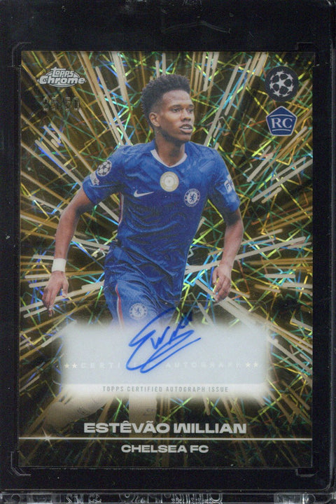 2025-26 Topps Chrome UCC Estevao Willian RC Black Lazer Autograph /50 #BLA-EW