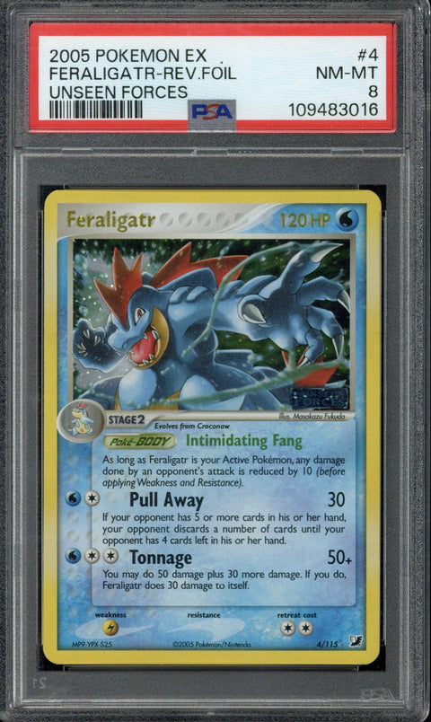 2005 Pokémon EX Unseen Forces Feraligatr Reverse Holo 4/115 PSA 8 - EU