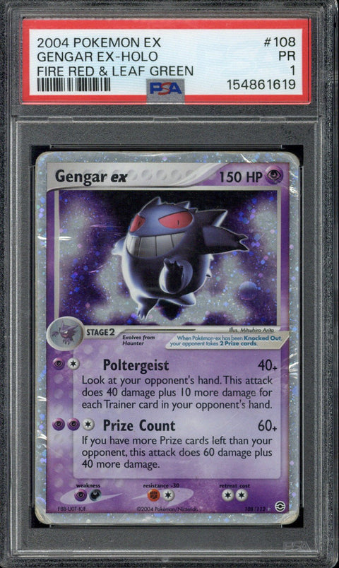 2004 Pokémon EX Fire Red & Leaf Green Gengar #108 PSA 1 - EU