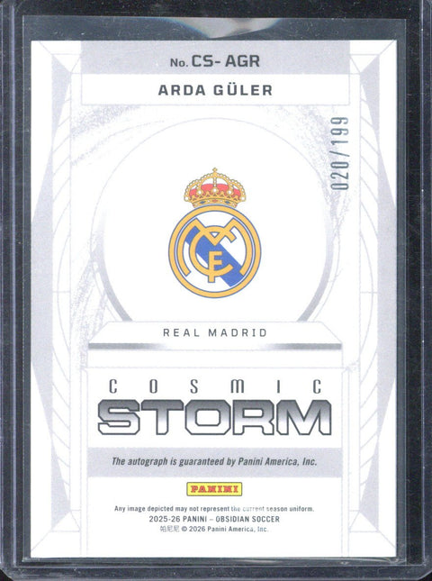 2025-26 Panini Obsidian Arda Güler Cosmic Storm Autograph /199 #CS-AGR