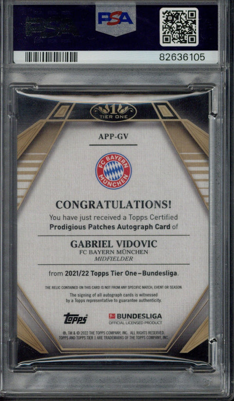 2021-22 Topps Tier One Bundesliga Gabriel Vidovic RC Autograph Patch /5 #GV PSA 8 AUTO 10