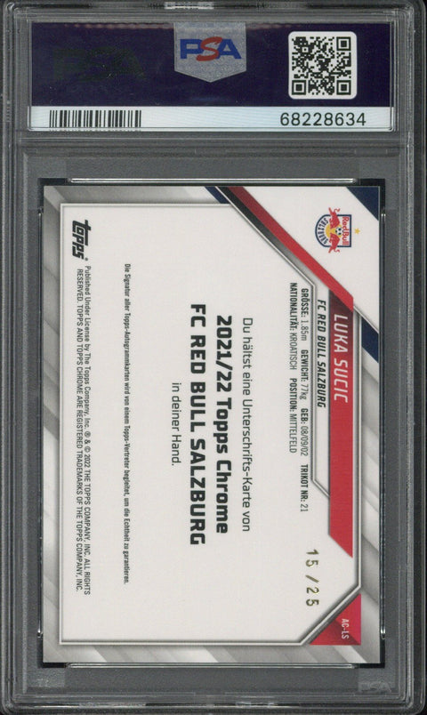 2021-22 Topps Chrome FC Red Bull Salzburg Luka Sucic RC Autograph /25 #LS PSA 10