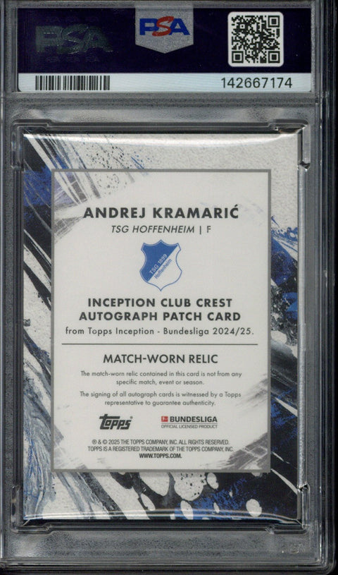 2024-25 Topps Inception Bundesliga Andrej Kramaric Club Crest Autograph Patch 1/1 PSA 9 AUTO 10