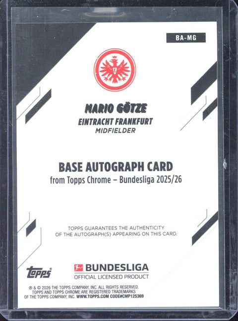 2025-26 Topps Chrome Bundesliga Mario Götze Green Refractor Autograph /99 #BA-MG