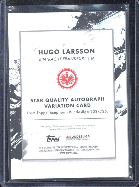 2024-25 Topps Inception Bundesliga Hugo Larsson Star Quality Autograph /75