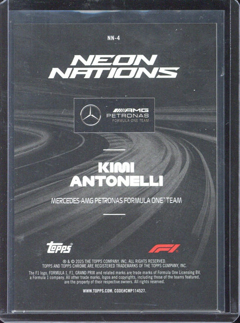 2025 Topps Chrome F1 Kimi Antonelli RC Neon Nations #NN-4