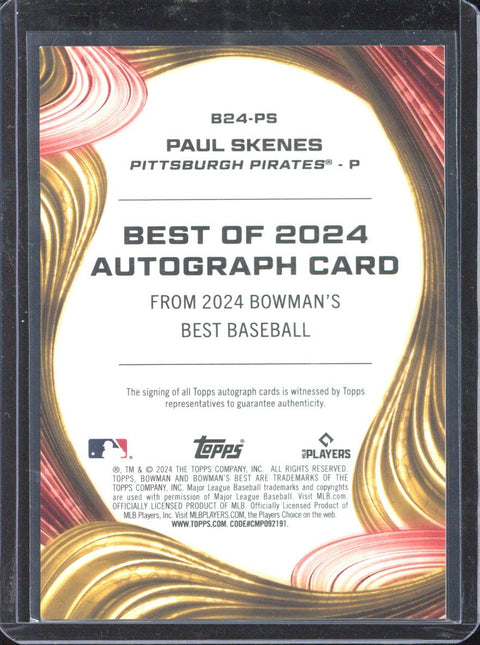 2024 Topps Bowman's Best Paul Skenes RC Autograph /25 #B24-PS