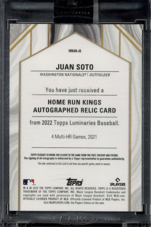 2022 Topps Luminaries Baseball Juan Soto Hume Run Kings Autograph Relic /15 #HRKAR-JS
