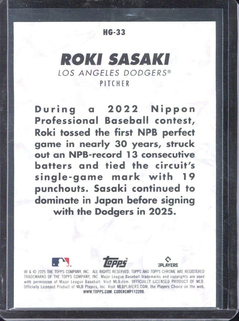 2025 Topps Chrome Roki Sasaki RC Hidden Gems /5 #HG-33